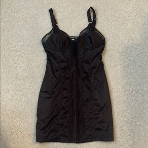 Urban Outfitters Black Satin Corset Dress with Lace